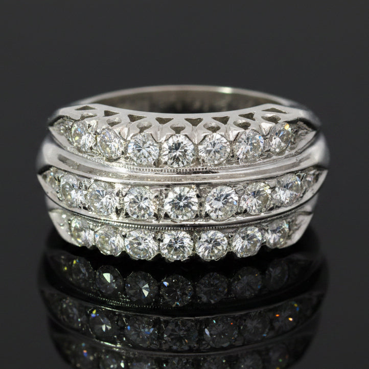 Estate Wide Diamond & 14K White Gold Ring