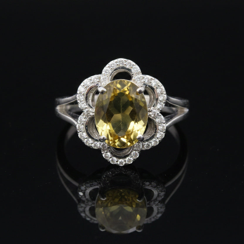 Estate Diamond & Fine Chrysoberyl 18K White Gold Ring