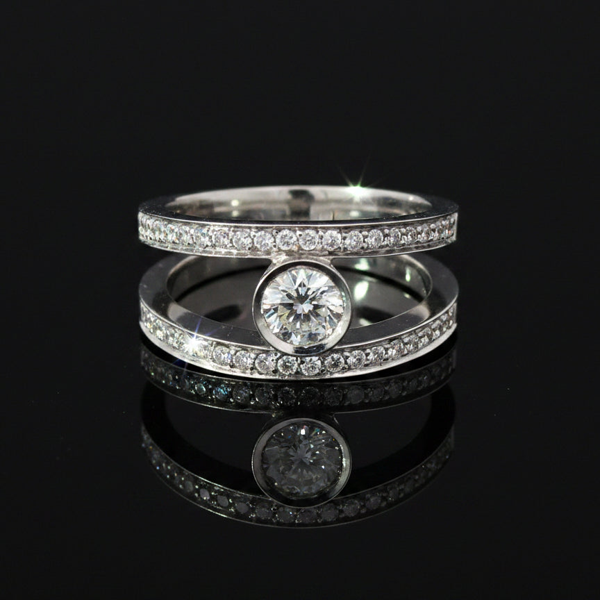 Contemporary Diamond & 18K White Gold Ring