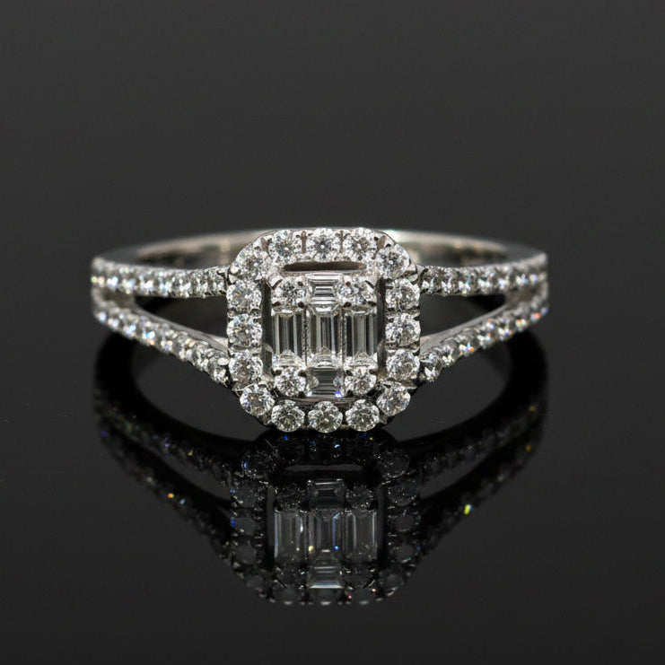Contemporary Diamond & 18K White Gold Ring
