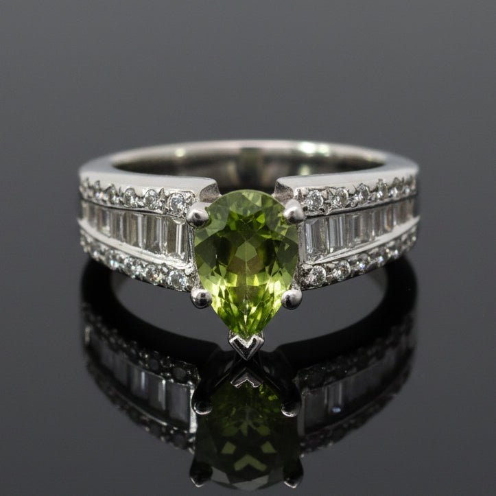 Estate Diamond & Peridot Platinum Ring