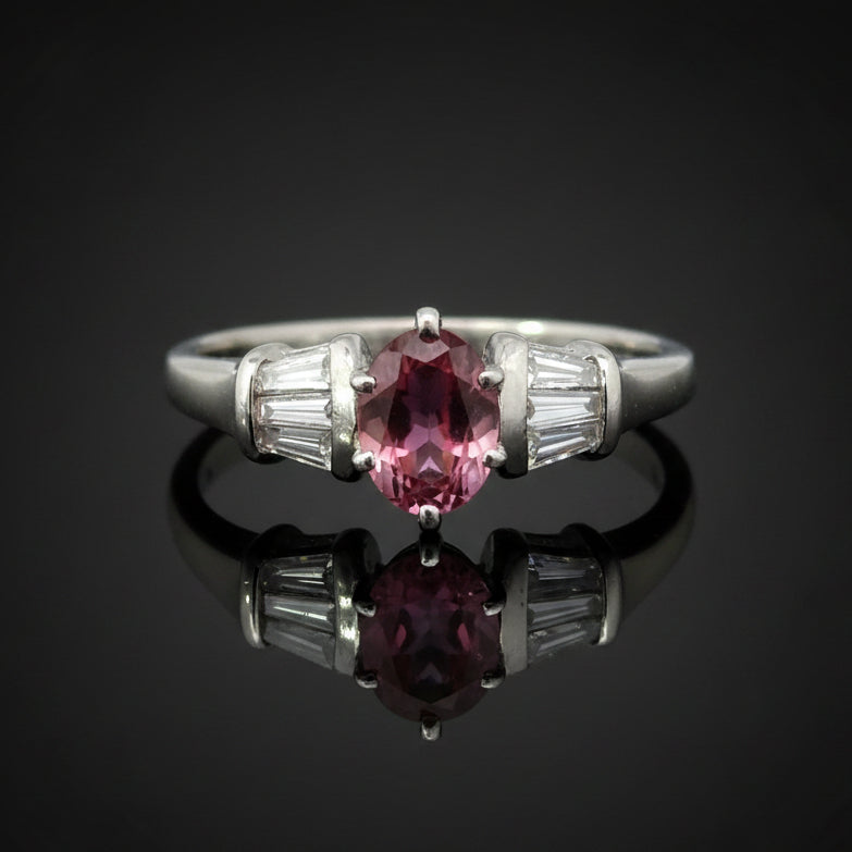 Estate Diamond & Platinum Tourmaline Ring