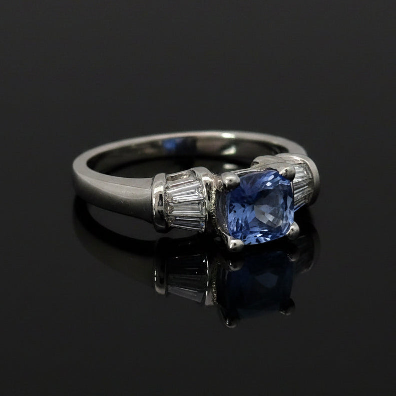 Estate Diamond & Tanzanite Platinum Ring