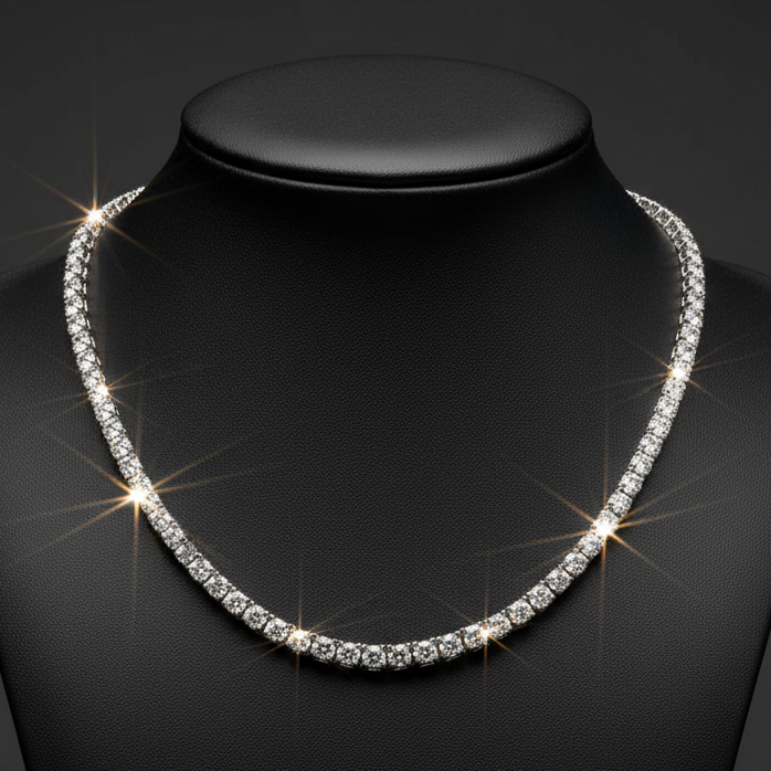 Contemporary 15.70 cttw Diamond Riviera 14K White Gold Graduated Necklace