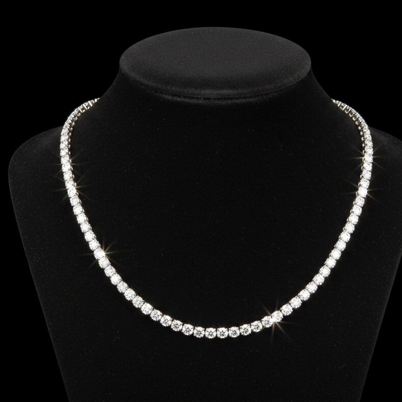 Contemporary 26.45 cttw Diamond Riviera 14K White Gold Graduated Necklace
