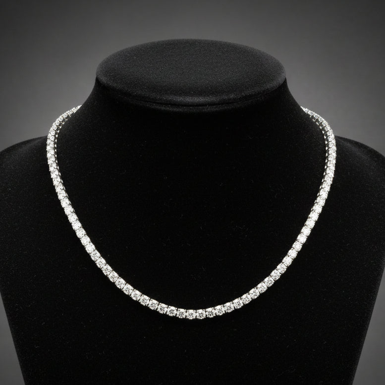 Contemporary 13.70 cttw Diamond Riviera Platinum Graduated Necklace