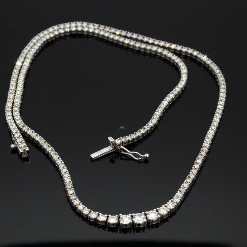 Designer ECH Contemporary 5.14 cttw Diamond 14K White Gold Graduated Necklace