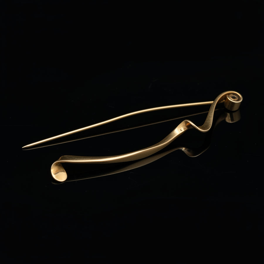 Contemporary 14K Yellow Gold Brooch