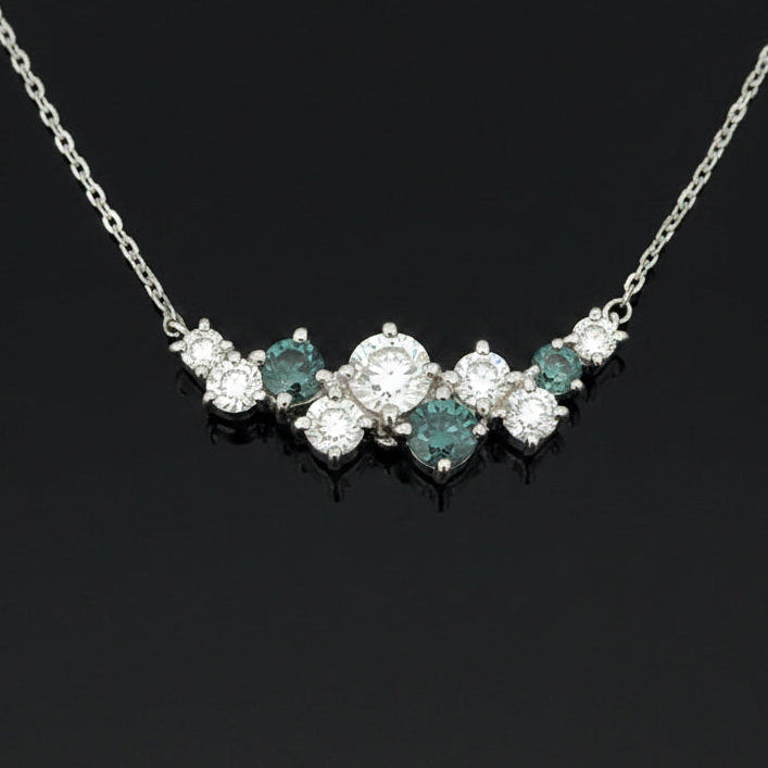 Estate Natural Color Change Alexandrite and Diamond Platinum Necklace