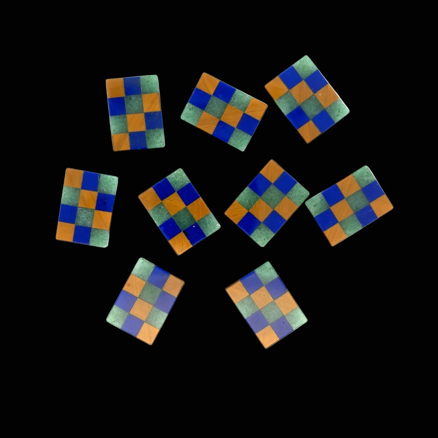 Estate 64cttw Intarsia Mosaic, Lapis, Tiger Eye, Green Quartz Loose Collection