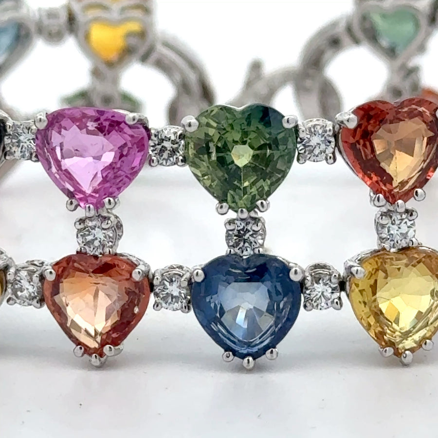 Estate 52cttw Multi Color Sapphire and Diamond Bracelet (GIA Report)