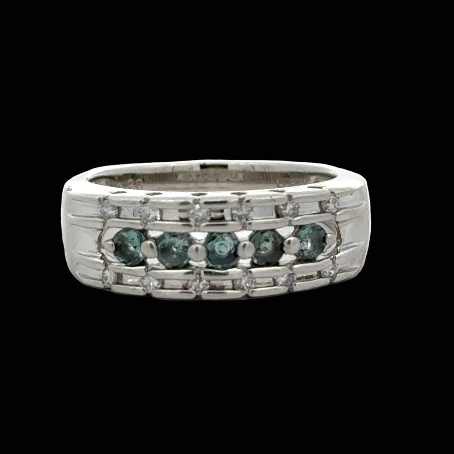 Estate Color Change Alexandrite and Diamond Platinum Ring