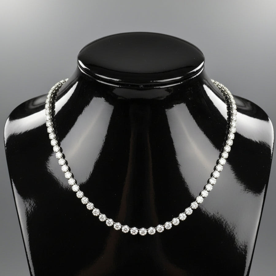 Designer ECH Contemporary 14.80 cttw Diamond 14K White Gold Graduated Necklace