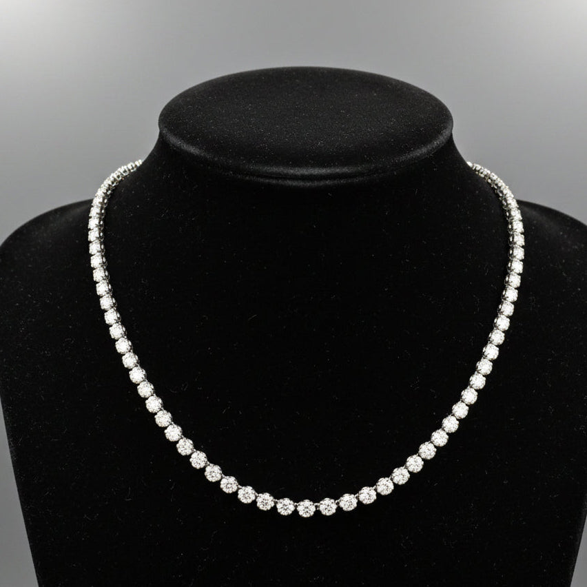 Designer ECH Contemporary 10.85 cttw Diamond 14K White Gold Graduated Necklace