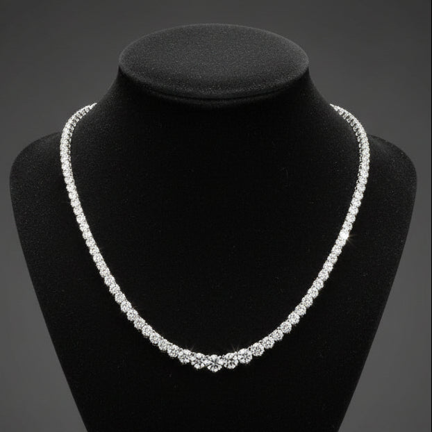 Designer ECH Contemporary 5.65 cttw Diamond 14K White Gold Graduated Necklace