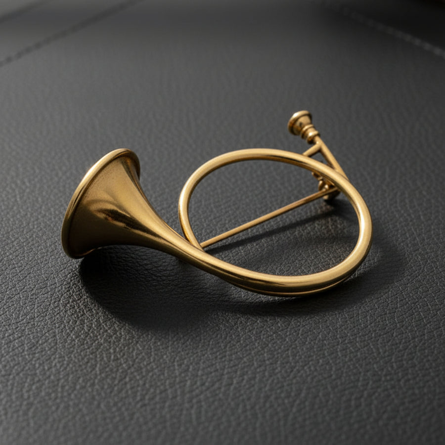 French Horn 14kt Yellow Gold Brooch