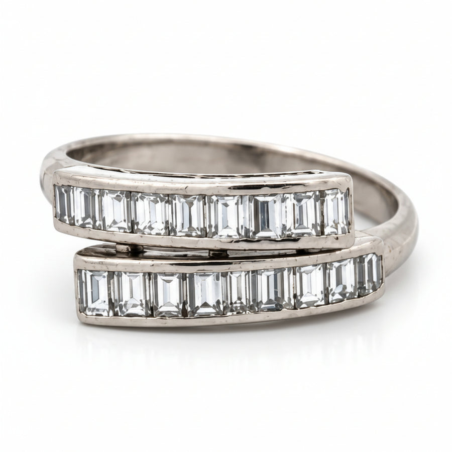Estate 1.00cttw. Diamond Bypass Platinum Ring