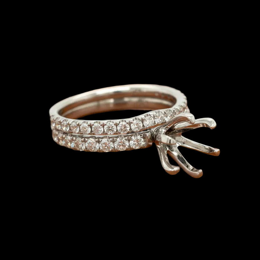 Maya Lianna Diamond and 14K White Gold Semi Mount Bridal Set Rings