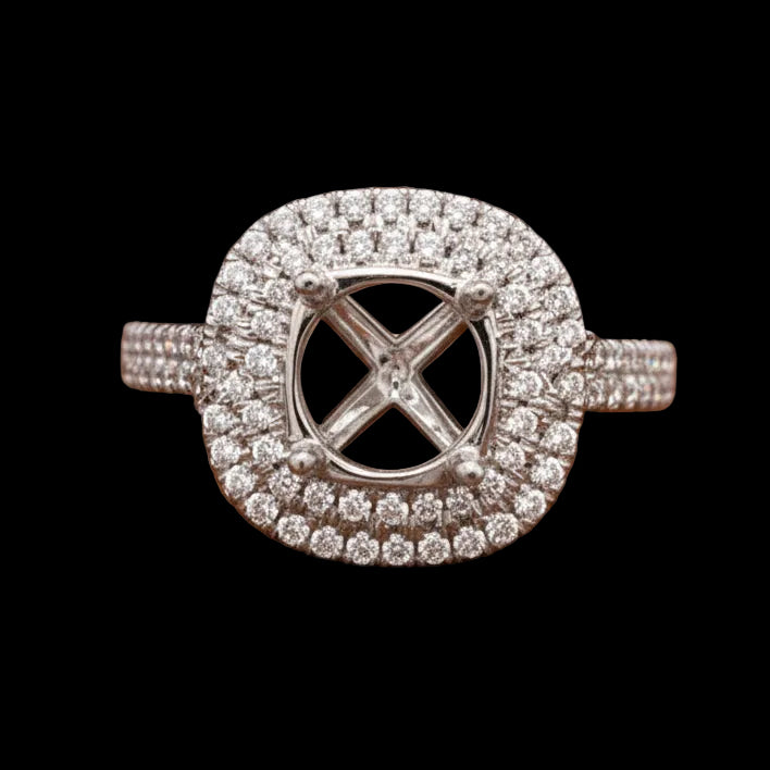 Martin Flyer Diamond and 14K White Gold Semi Mount Ring