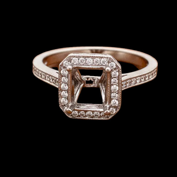 Martin Flyer Diamond and Platinum Semi Mount Ring