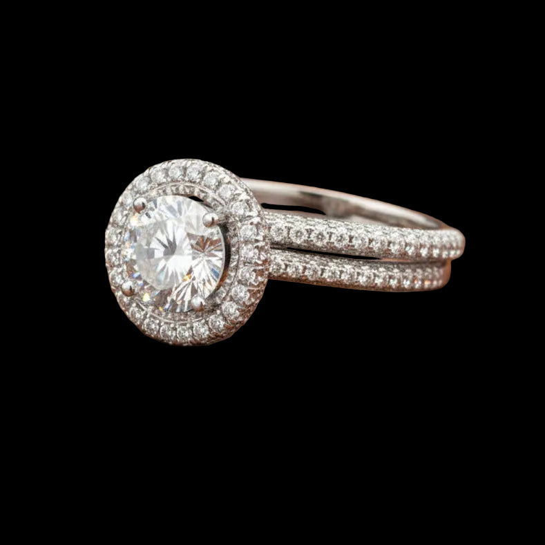 Beverley K Diamond and 18K White Gold Semi Mount Bridal Set Rings