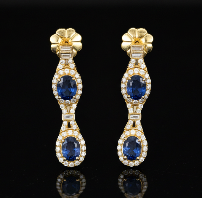 Beverly K Sapphire, Diamond and 14K Yellow Gold Dangle Earrings