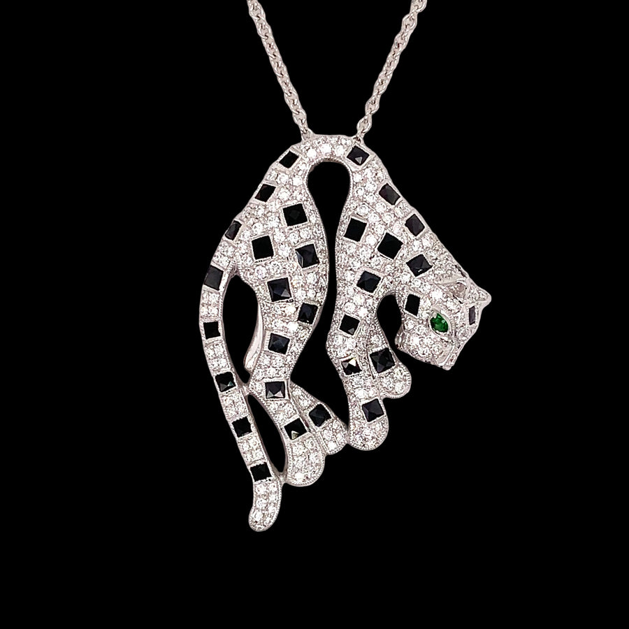 Contempary 2.01 ctw Diamond and 18K White Gold Panther Necklace