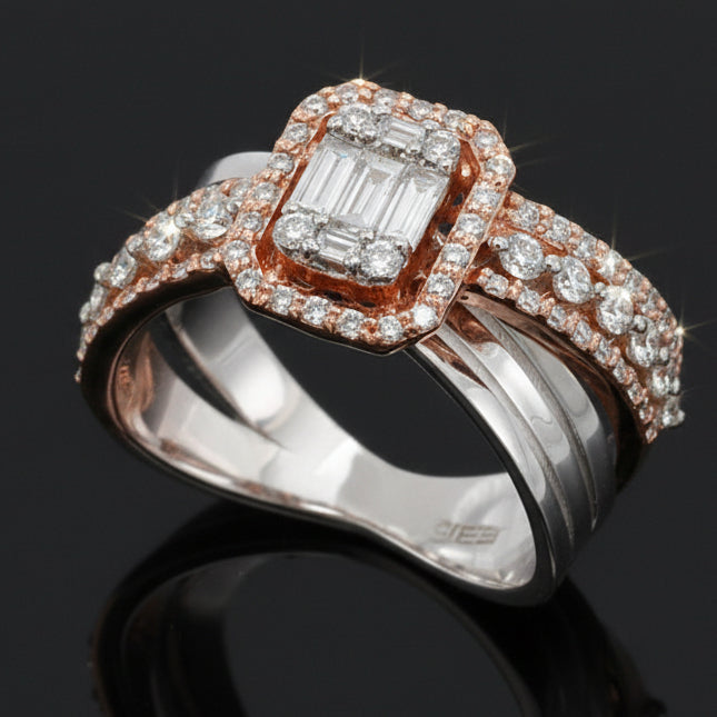 Effy Diamond and White and Rose Gold Ring
